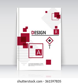 Abstract composition, square text frame surface, white a4 brochure title sheet, creative figure logo sign construction, firm banner, red transparent quadrate icon, flier fashion, EPS10 illustration