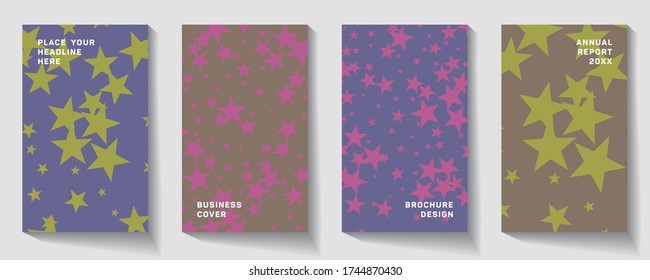 Abstract composition. Star, dot halftone gradient effect, flat modern abstract design. Title sheet model set. Polygonal space icon.