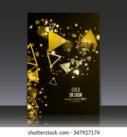 Abstract composition, starburst scintilation, shiny cosmic flare, visual golden light, flying triangle radiance icon, effulgence logo construction, glory figure, luster star sheen, futuristic EPS10