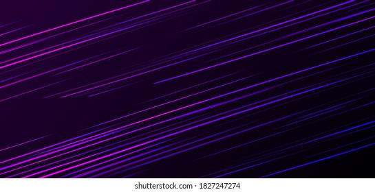 Abstract Composition Of Straight Blue And Puple Lines In The Dark Space Forming Texture Of Light, Cover Background