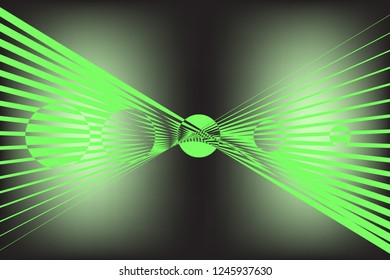 Abstract composition of straight, colored stripes on a gradient background with geometric shapes. Vector image.