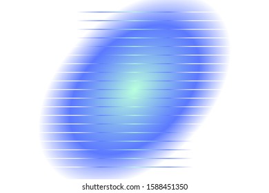 Abstract composition of straight, thin, colored, horizontal lines on a gradient, ellipsoidal background. Vector image.