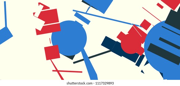 An abstract composition in a style of supermatism. Creative geometric background. Colorful retro wallpaper. The image format is suitable for printing on a mug.