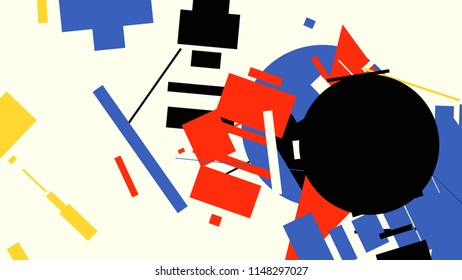 An abstract composition in a style of supermatism. Creative geometric background. Colorful retro wallpaper.