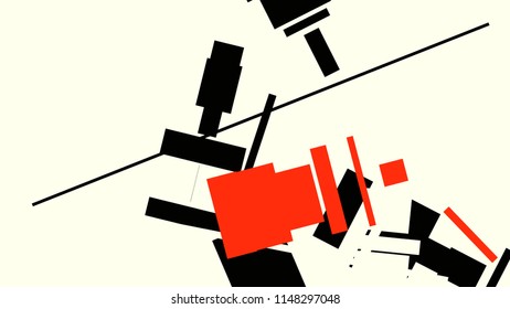 An abstract composition in a style of supermatism. Creative geometric background. Colorful retro wallpaper.