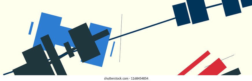 An abstract composition in a style of supermatism. Creative geometric background. Colorful retro wallpaper.