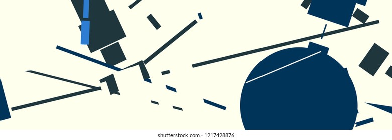 An abstract composition in a style of supermatism. Creative geometric background. Colorful retro wallpaper.