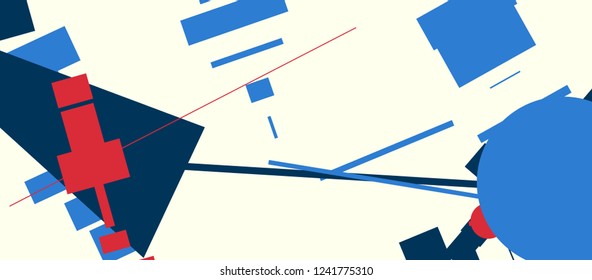 An abstract composition in a style of supermatism. Creative geometric background. Colorful retro wallpaper. The image format is suitable for printing on a mug.