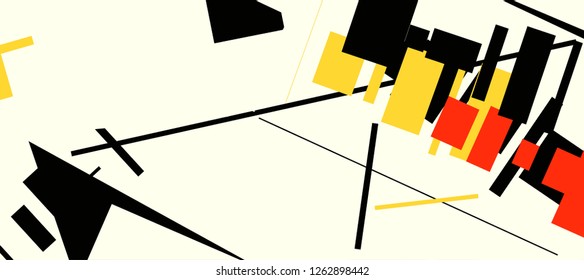 An abstract composition in a style of supermatism. Creative geometric background. Colorful retro wallpaper. The image format is suitable for printing on a mug.