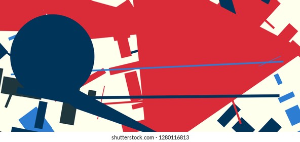 An abstract composition in a style of supermatism. Creative geometric background. Colorful retro wallpaper. The image format is suitable for printing on a mug.