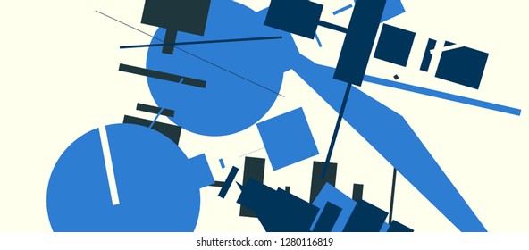 An abstract composition in a style of supermatism. Creative geometric background. Colorful retro wallpaper. The image format is suitable for printing on a mug.