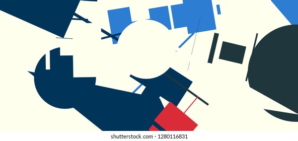 An abstract composition in a style of supermatism. Creative geometric background. Colorful retro wallpaper. The image format is suitable for printing on a mug.