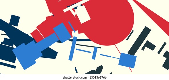 An abstract composition in a style of supermatism. Creative geometric background. Colorful retro wallpaper. The image format is suitable for printing on a mug.