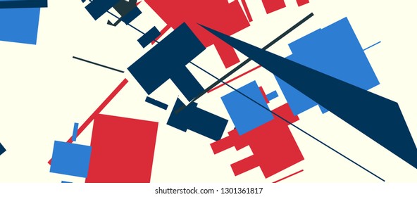 An abstract composition in a style of supermatism. Creative geometric background. Colorful retro wallpaper. The image format is suitable for printing on a mug.