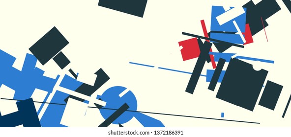 An abstract composition in a style of supermatism. Creative geometric background. Colorful retro wallpaper. The image format is suitable for printing on a mug.