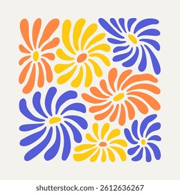 Abstract composition of stylized daisy flowers. Contemporary art EPS 10 vector illustration.