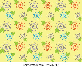 Abstract composition of stylized roses on a cream background, pattern