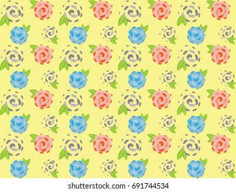 Abstract composition of stylized roses on a cream background, pattern