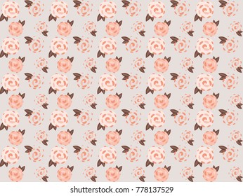 Abstract composition of stylized roses on light blue background, pattern
