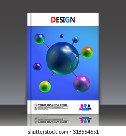 Abstract composition, substance macromolecule, chemical element particle, bio research magazine head page, a4 brochure title sheet, biotechnology, organic cell technology, EPS 10 vector illustration