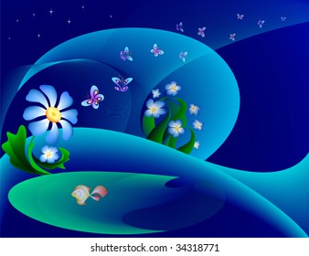 Abstract composition of summer night