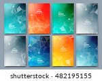 Abstract composition. Text frame surface. Green, yellow, blue, orange a4 brochure cover design. Title sheet model set. Polygonal space icon. Vector front page font. Ad banner form texture. Flier fiber