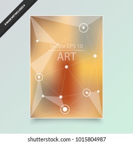 Abstract composition. Text frame surface. Green, yellow, blue, orange a4 brochure cover design. Title sheet model set. Polygonal space icon. Vector front page font. Ad banner form texture. Flier fiber