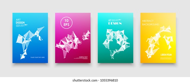 Abstract composition. Text frame surface. Green, yellow, blue, orange a4 brochure cover design. Title sheet model set. Polygonal space icon. Vector front page font. Ad banner form texture. Flier fiber