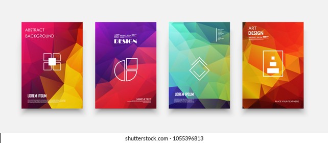 Abstract composition. Text frame surface. Green, yellow, blue, orange a4 brochure cover design. Title sheet model set. Polygonal space icon. Vector front page font. Ad banner form texture. Flier fiber