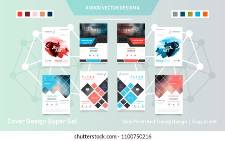 Abstract composition. Text frame surface. Green, yellow, blue, orange a4 brochure cover design. Title sheet model set. Polygonal space icon. Vector front page font. Ad banner form texture. Flier fiber