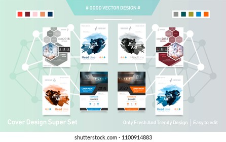 Abstract composition. Text frame surface. Green, yellow, blue, orange a4 brochure cover design. Title sheet model set. Polygonal space icon. Vector front page font. Ad banner form texture. Flier fiber