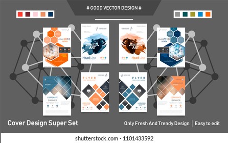 Abstract composition. Text frame surface. Green, yellow, blue, orange a4 brochure cover design. Title sheet model set. Polygonal space icon. Vector front page font. Ad banner form texture. Flier fiber