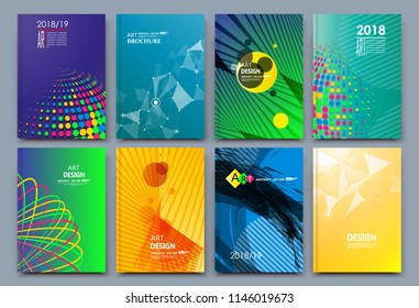 Abstract composition. Text frame surface. Green, yellow, blue, orange a4 brochure cover design. Title sheet model set. Polygonal space icon. Vector front page font. Ad banner form texture. Flier fiber