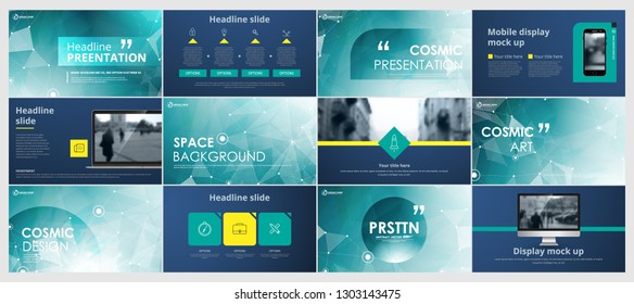 Abstract Composition. Text Frame Surface. Green, Blue, Brochure Cover Design. Title Sheet Model Set. Polygonal Space Icon. Vector Front Page Font.Presentation Templates Ad Banner Text. Cosmic. Art.