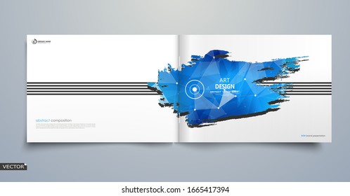 Abstract composition. Text frame surface. Blue, a4 brochure cover design. Title sheet model set. Polygonal space icon. Vector front page font. Ad banner form texture. Polygonal art design. Plexus.
