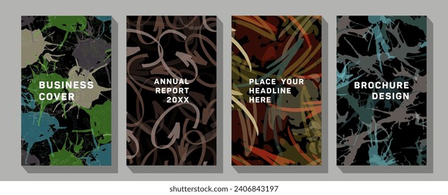 Abstract composition. Text frame surface. Green, yellow, blue, orange a4 brochure cover design.  Modern graphic design.