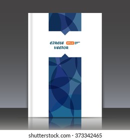 Abstract composition, text frame surface, white a4 brochure title sheet, creative figure, logo sign construction, firm banner form, blue round icon, transparent circle, flyer fiber, EPS10 illustration