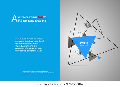 Abstract composition, text frame surface, white, blue title sheet, a4 brochure issue, creative font figure, triangle contour icon, logo construction, banner form texture, flyer fiber, EPS10 backdrop