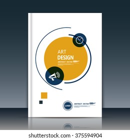 Abstract composition, text frame surface, a4 brochure issue, white title sheet, creative figure, round logo construction, banner form, yellow, black circle icon, curve line flyer fiber, EPS10 backdrop