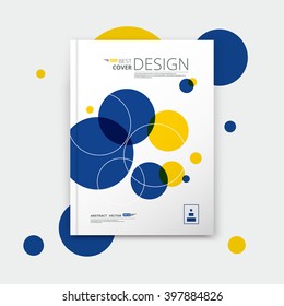 Abstract composition, text frame surface, a4 brochure title sheet, creative figure, logo sign, firm banner form, round icon miniature, blue, yellow colored circle, flier fashion, EPS 10 illustration