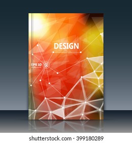 Abstract composition, text frame surface, orange a4 brochure title sheet, alien cybernetic dot, creative figure, logo sign icon, outer space fire, banner form, cosmic flier fashion, EPS10 vector image