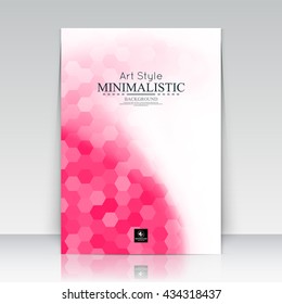 Abstract composition. Text frame surface. White a4 brochure cover. Title sheet design. Creative logo figure. Ad banner form texture. Pink hexagon mosaic icon. Flyer fiber backdrop. Vector illustration