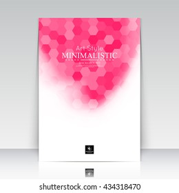 Abstract composition. Text frame surface. White a4 brochure cover. Title sheet design. Creative logo figure. Ad banner form texture. Pink hexagon mosaic icon. Flyer fiber backdrop. Vector illustration