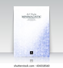Abstract composition. Text frame surface. White a4 brochure cover. Title sheet design. Creative logo figure. Ad banner form texture. Violet triangle mosaic icon. Flyer fiber. Vector illustration