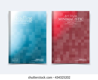 Abstract composition. Text frame surface. Brochure cover. Title sheet design. Creative logo figure. Ad banner form texture. Blue, red box block mosaic icon. Flyer fiber backdrop. Vector illustration