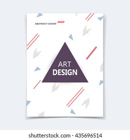 Abstract composition. Text frame surface. A4 brochure cover. Ttitle sheet. Creative logo figure. Ad banner form texture. Blue, black triangle, red line, white arrow icon. Flyer fiber backdrop. Vector