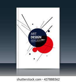 Abstract composition. Text frame surface. A4 brochure cover. White title sheet. Creative logo figure. Ad banner form texture. Red, black circle icon. Lines plexus. Flyer fiber backdrop. Vector image