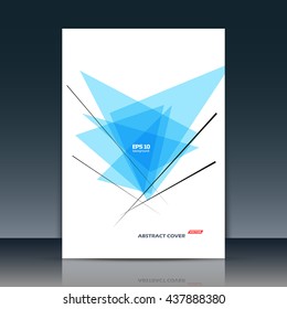 Abstract composition. Text frame surface. Brochure cover. White title sheet. Creative blue image. Logo figure. Ad banner form texture. Azure triangle icon. Flyer fiber backdrop. Vector illustration