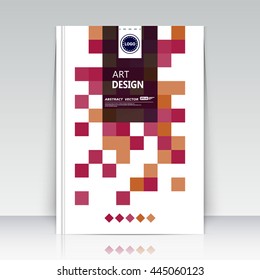 Abstract composition. Text frame surface. Brochure cover. White title sheet. Creative logo figure. Ad banner form texture. Burgundy, pink blocks mosaic icon. Flyer fiber backdrop. Vector illustration