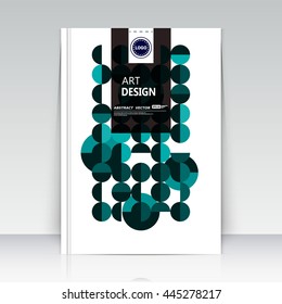 Abstract composition. Text frame surface. Brochure cover. White title sheet. Creative logo figure. Ad banner texture. Green, turquoise round mosaic icon. Flyer fiber backdrop. Vector illustration